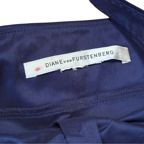 Diane Von Furstenberg Blue Strap Dress Mini Size 2 Zip Pleated Formal Business - Picture 5 of 5